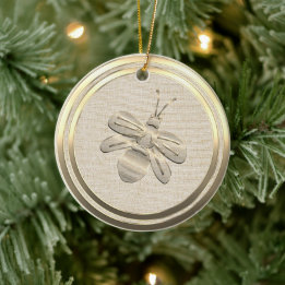 Adorno de cerámica de abeja de Navidad dorada esti