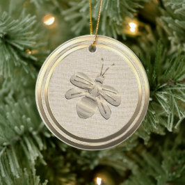 Adorno de cerámica de abeja de Navidad dorada esti