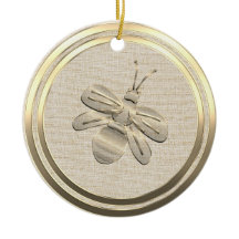 Adorno de cerámica de abeja de Navidad dorada esti
