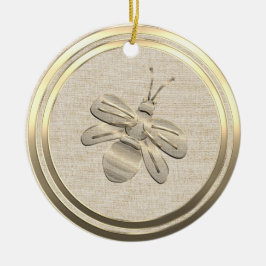 Adorno de cerámica de abeja de Navidad dorada esti