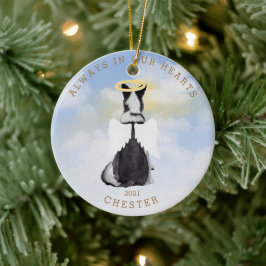 adorno de cerámica de ángel conmemorativo con alas