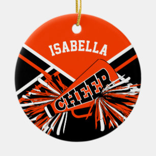 Adorno De Cerámica 💖 de animadores 📣 - Naranja, negro y blanco