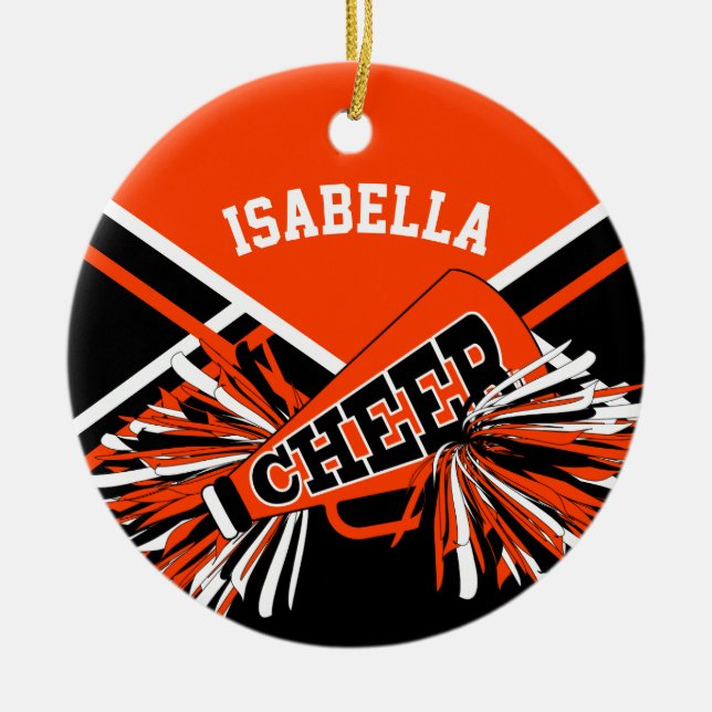 Adorno De Cerámica 💖 de animadores 📣 - Naranja, negro y blanco (Frente)