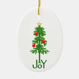 Adorno de cerámica de árbol de Navidad con alegría