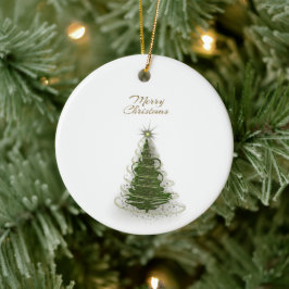 Adorno de cerámica de árbol de Navidad verde en es