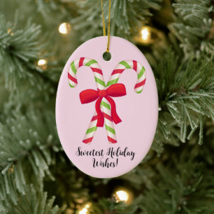 Adorno de cerámica de bastón de caramelo de Navida
