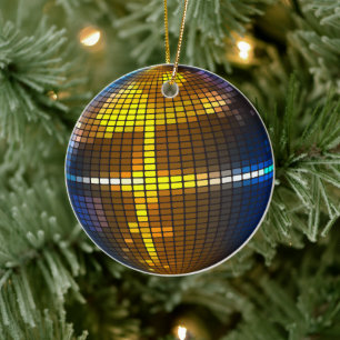 Adorno de cerámica de bola de discoteca retro