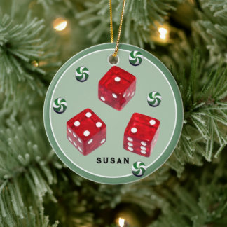 Adorno de cerámica de Bunco Navidad