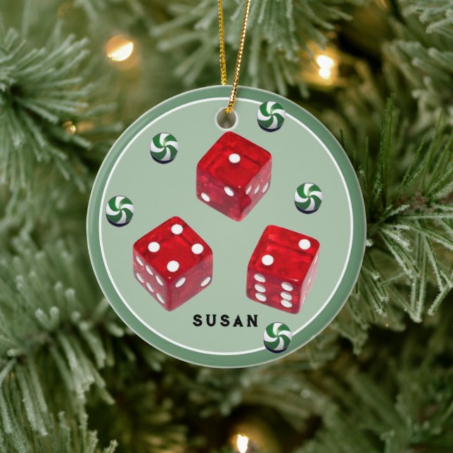 Adorno de cerámica de Bunco Navidad (Árbol)