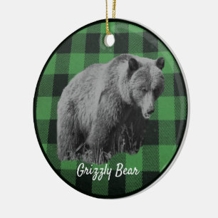 Adorno de cerámica de cuadros de búfalo de oso gri