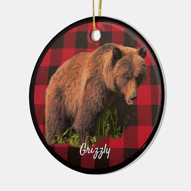 Adorno de cerámica de cuadros de búfalo de oso gri (Izquierda)