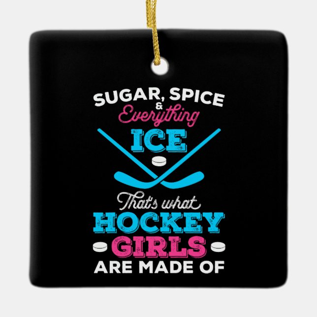 Adorno De Cerámica De eso están hechos los Chicas de hockey (Anverso)