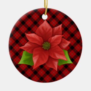 Adorno de cerámica de flor de Pascua de Navidad