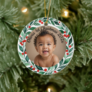 adorno de cerámica de foto personalizada de Navida