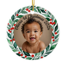 adorno de cerámica de foto personalizada de Navida