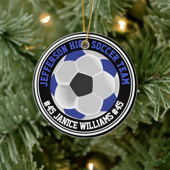 Adorno De Cerámica ⚽ de fútbol azul, negro y blanco (Árbol)