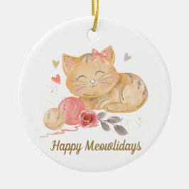 Adorno de cerámica de gato mono de Mewolidays feli