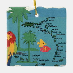 Adorno de cerámica de mapa colorido de las Islas d