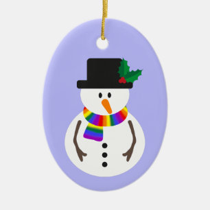 Adorno de cerámica de muñeco de nieve del Orgullo