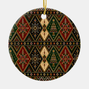 Adorno de cerámica de Navidad con arte geométrico