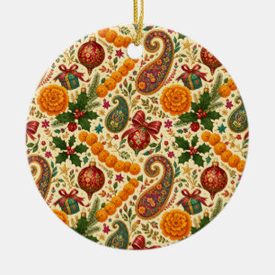 Adorno de cerámica de Navidad con estampado Paisle