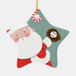 Adorno de cerámica de Navidad de béisbol