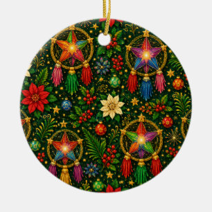 Adorno de cerámica de Navidad de linterna de estre