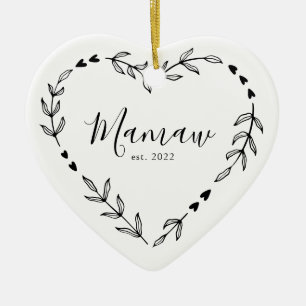 Adorno de cerámica de Navidad del año de Mamaw