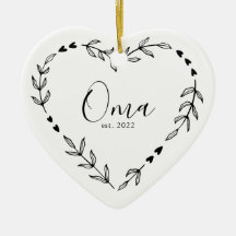 Adorno de cerámica de Navidad Oma Año Est.
