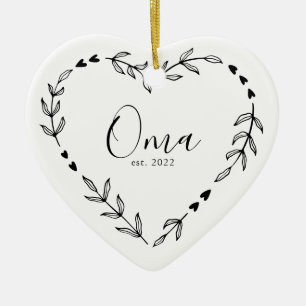 Adorno de cerámica de Navidad Oma Año Est.