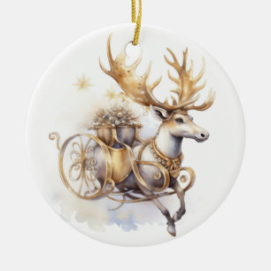 Adorno de cerámica de Navidad Reno