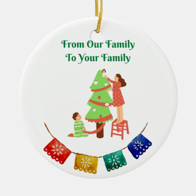 Adorno De Cerámica De nuestra familia a su familia (Frente)