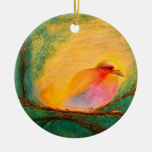 Adorno de cerámica de pájaro de NAVIDAD