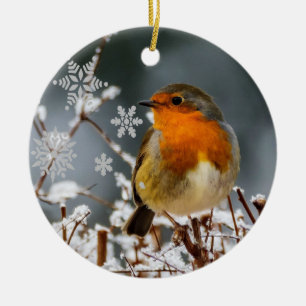 Adorno de cerámica de pájaro Robin para Solsticio