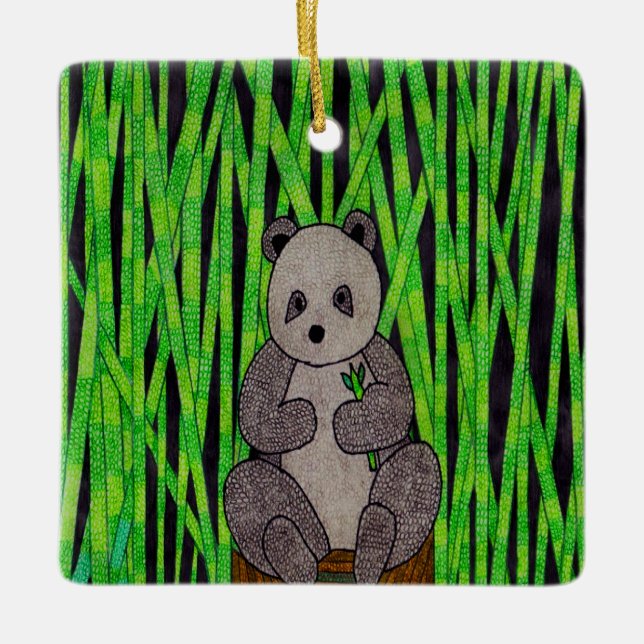 Adorno de cerámica de panda (Anverso)