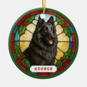 Adorno de cerámica de perro pastor belga Groenenda