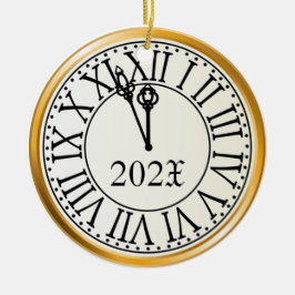 Adorno de cerámica de reloj de Nochevieja anual