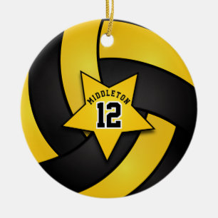 Adorno De Cerámica 🏐 de voleibol de estrella amarilla y negra