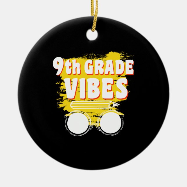 Adorno De Cerámica De Vuelta A La Escuela Niño De Primer Día De Vibes (Frente)