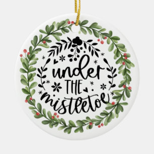 Adorno De Cerámica Debajo de la guirnalda de color Mistletoe