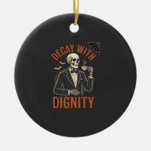 Adorno De Cerámica Decaer Con Dignidad Vintage Esqueleto Café Hallowe