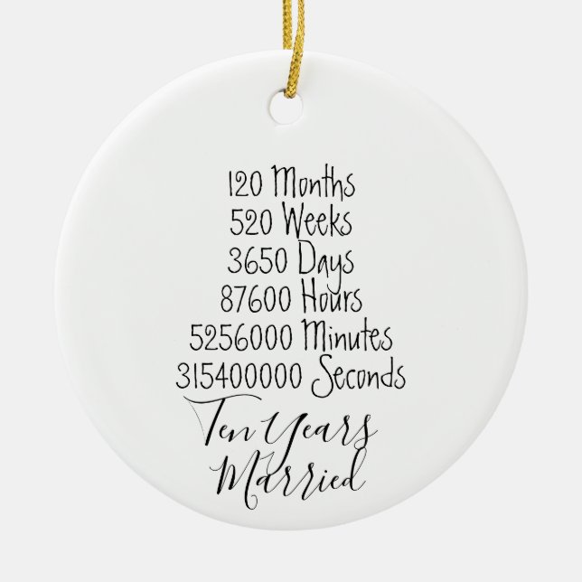 Adorno De Cerámica Décimo aniversario décimo año boda pareja casada (Frente)
