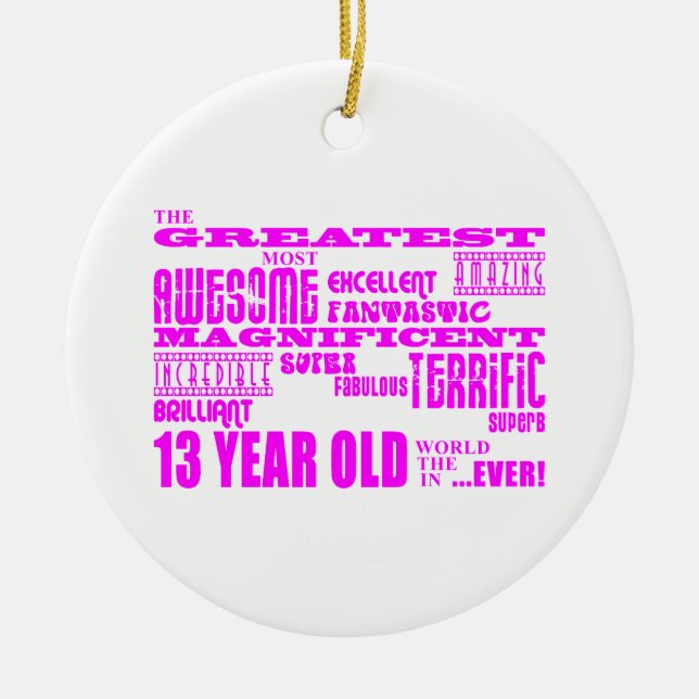 Adorno De Cerámica Décimotercero cumpleaños de los chicas: 13 años (Frente)