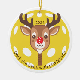 Adorno De Cerámica Deck the Halls with Pickleball Ornament