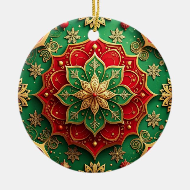 Adorno De Cerámica Decorative Red Green Holiday Ornament (Frente)
