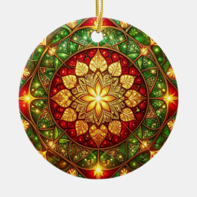 Adorno De Cerámica Decorative Red Green Holiday Ornament (Frente)