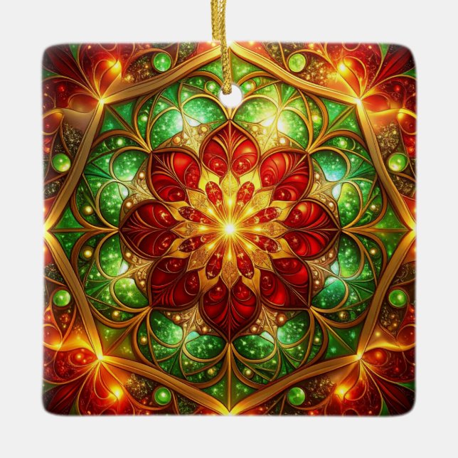 Adorno De Cerámica Decorative Red Green Holiday Ornament (Anverso)