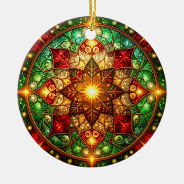 Adorno De Cerámica Decorative Red Green Holiday Ornament (Frente)