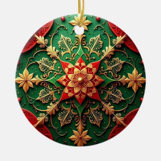 Adorno De Cerámica Decorative Red Green Holiday Ornament (Frente)