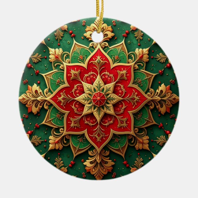 Adorno De Cerámica Decorative Red Green Holiday Ornament (Frente)